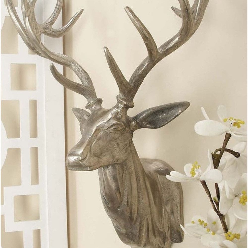 Stunning Silver Patronus Stag Aluminum Metallic Eclectic Deer Wall Art 🦌